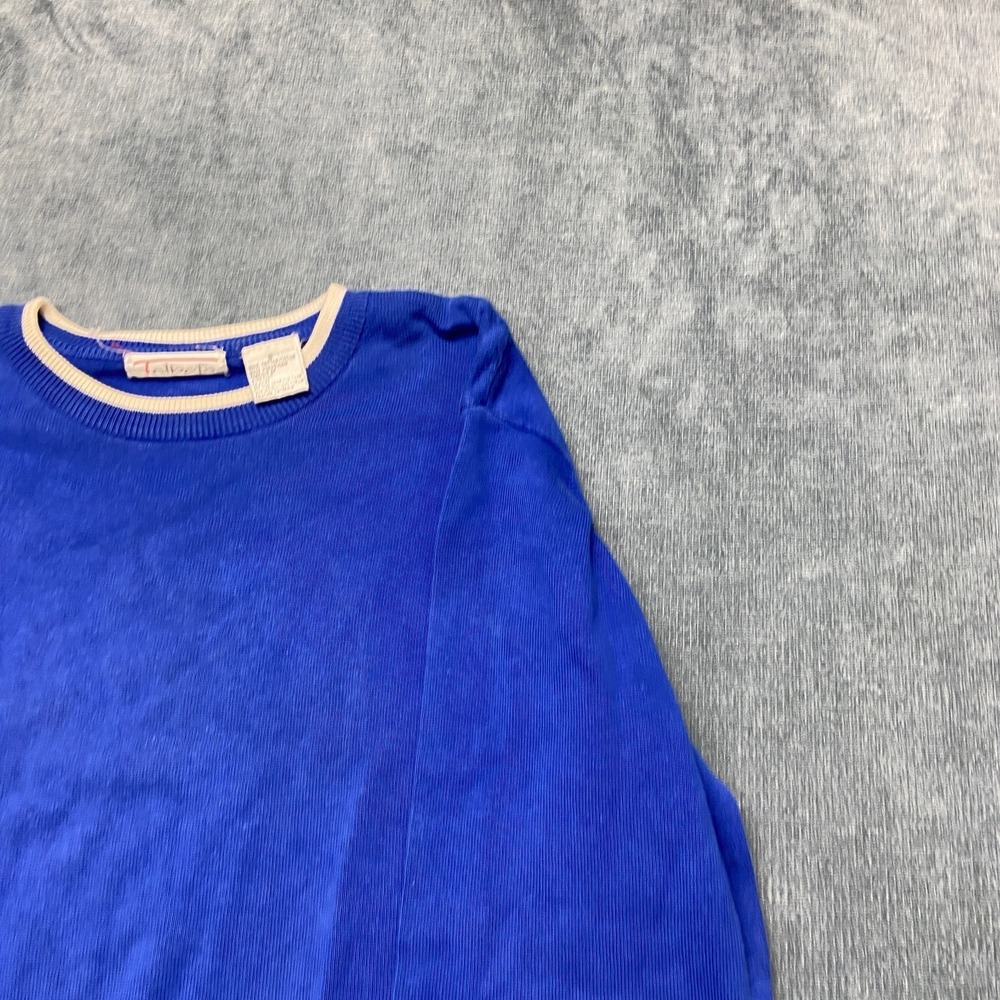 Talbots Sweater Mens Small Blue Knit Cotton Relaxed Fit Crew Neck Retro Outdoor - Picture 4 of 13